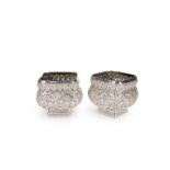 A PAIR OF 19TH CENTURY INDIAN SILVER SALTS