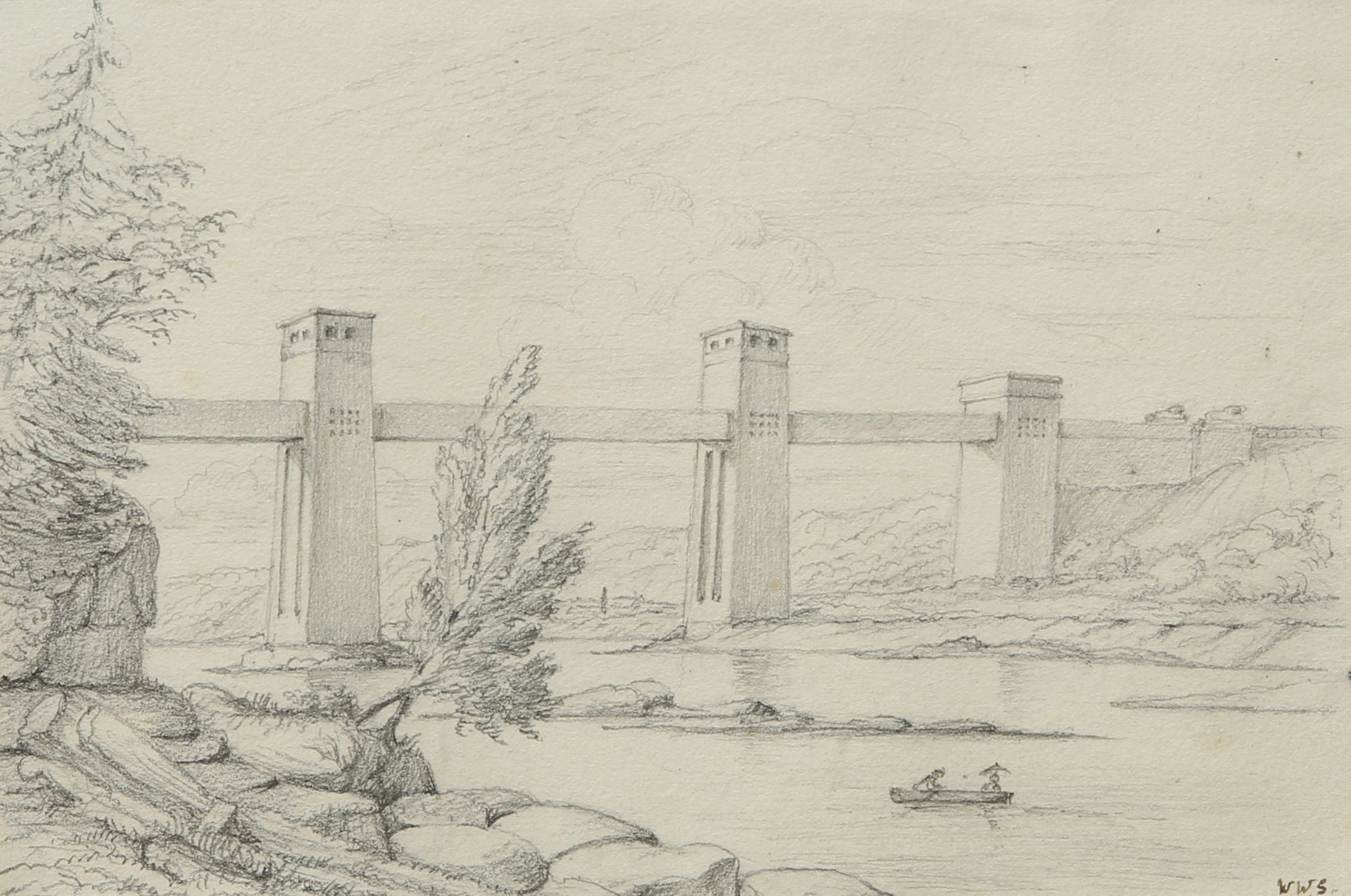 ENGLISH SCHOOL, VIEWS OF THE MENAI STRAIT, four pencil sketches - Bild 3 aus 8