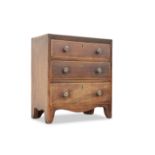 AN EARLY 19TH CENTURY MAHOGANY MINIATURE CHEST OF DRAWERS