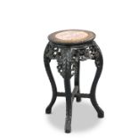 A CHINESE MARBLE-INSET HARDWOOD STAND, CIRCA 1900