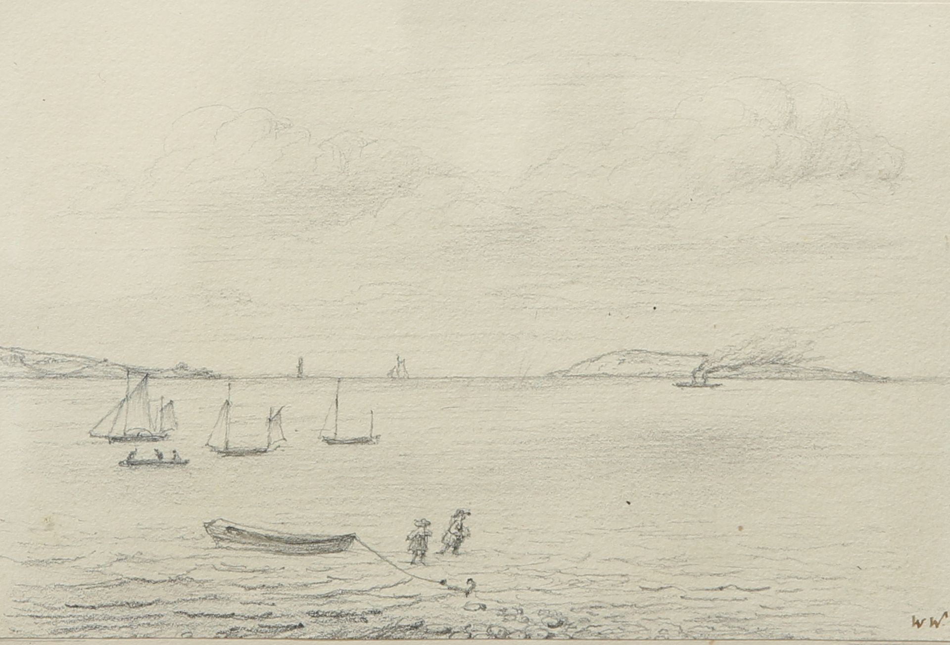 ENGLISH SCHOOL, VIEWS OF THE MENAI STRAIT, four pencil sketches - Bild 7 aus 8