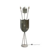 A NOVELTY "ARMOURED" METAL STANDARD LAMP