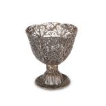 A TURKISH SILVER ZARF, of typical openwork filigree. 5.1cm