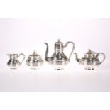 A 19TH CENTURY RUSSIAN SILVER FOUR-PIECE TEA AND COFFEE SERVICE