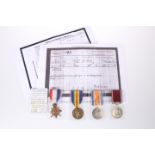 A 1914 MONS TRIO AND LONG SERVICE MEDAL