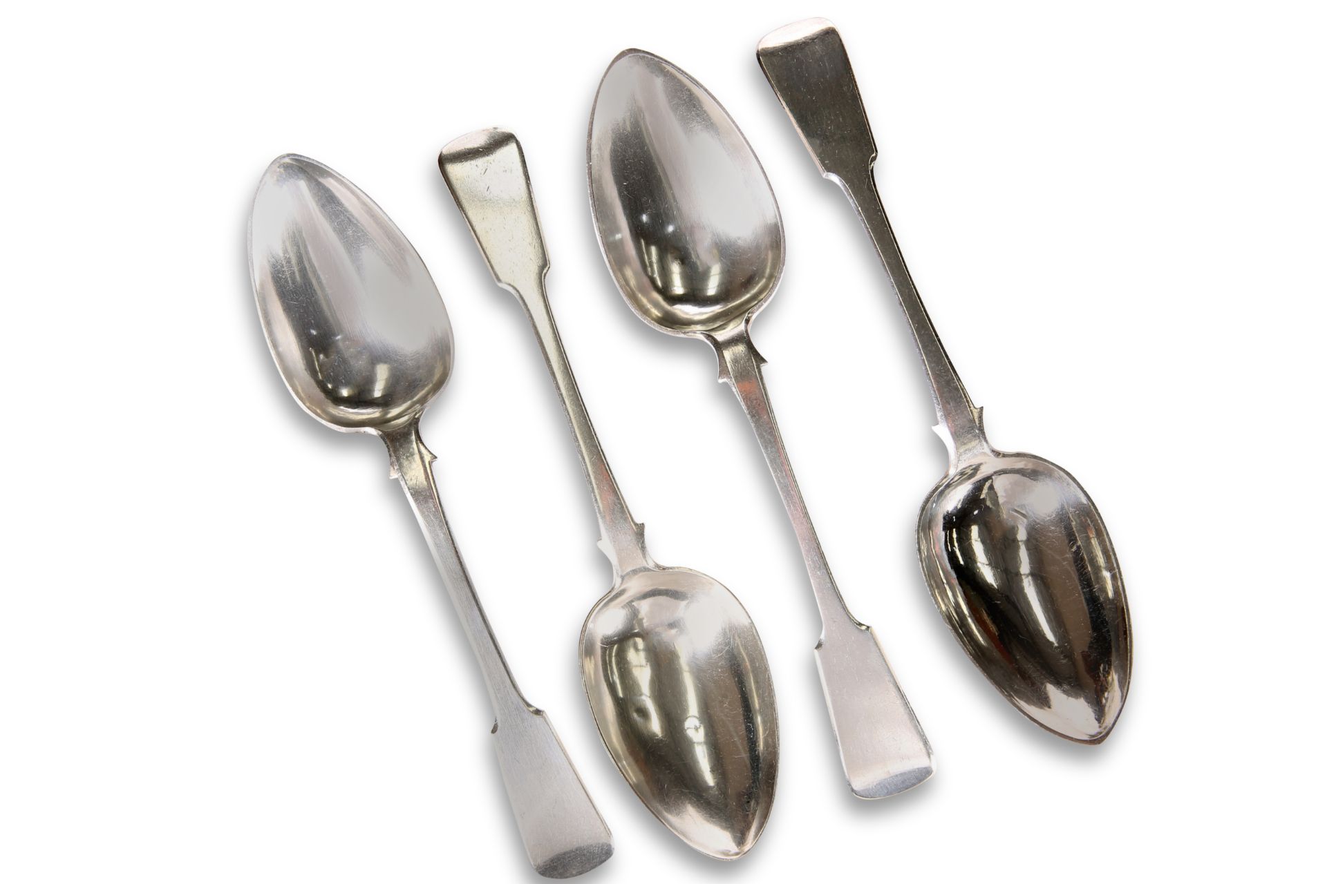 A SET OF FOUR MALTESE HEAVY SILVER TABLE SPOONS