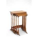 A SET OF FOUR REGENCY ROSEWOOD-BANDED AND BIRD'S EYE MAPLE NESTING TABLES