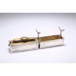 AN EDWARDIAN SILVER TRAVELLING CURLING TONGS HEATER BOX