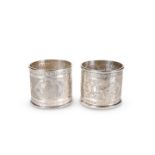 A PAIR OF LARGE PERSIAN SILVER NAPKIN RINGS