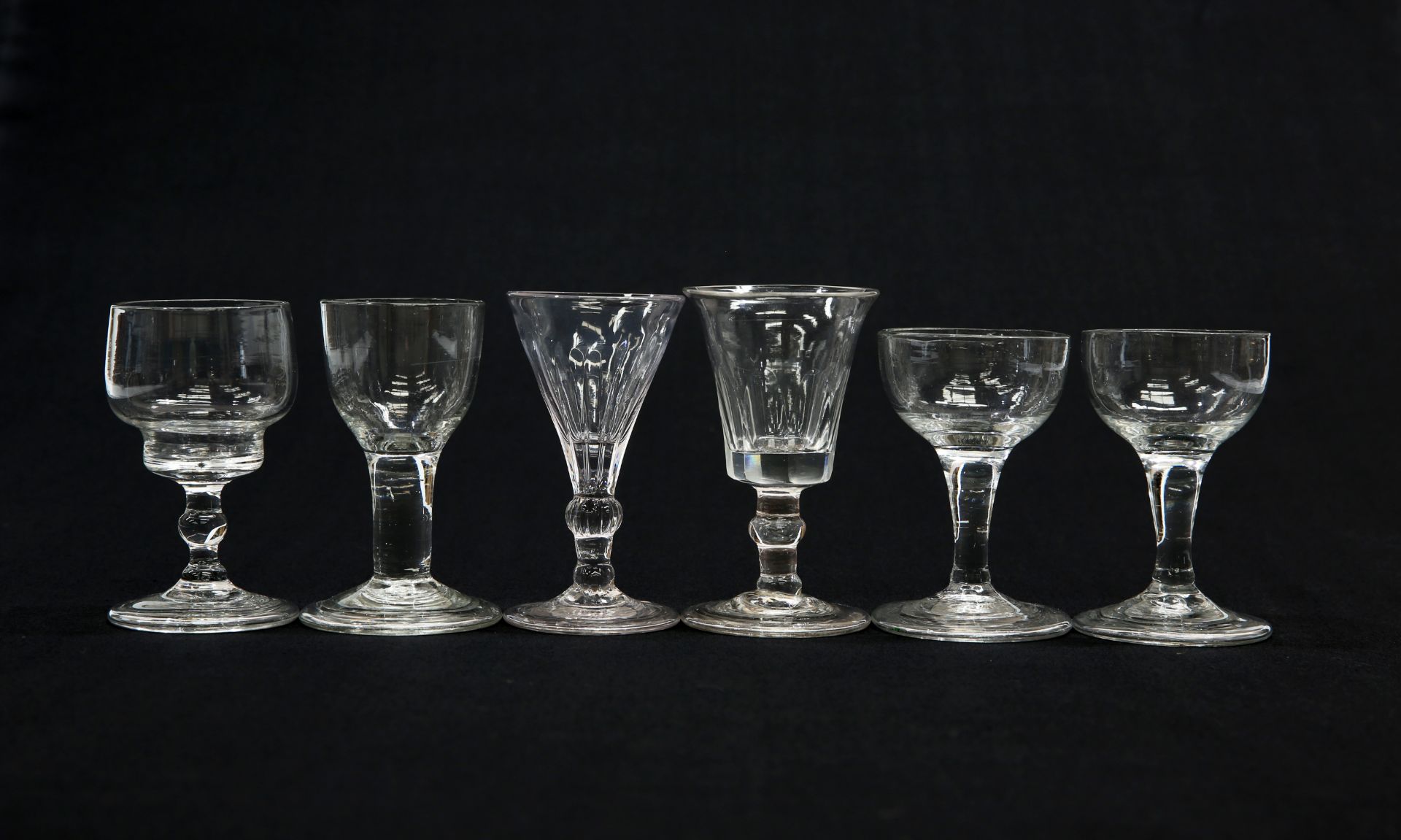 SIX 18TH CENTURY GIN GLASSES