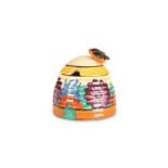 CLARICE CLIFF, A PRESERVE POT AND COVER