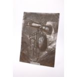A WW1 TRENCH ART OR P.O.W. COPPER REPOUSSE PANEL