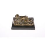 A 19TH CENTURY FRENCH BRONZE FIGURE OF A SLEEPING PUTTO