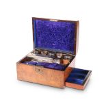 A VICTORIAN WALNUT VANITY CASE