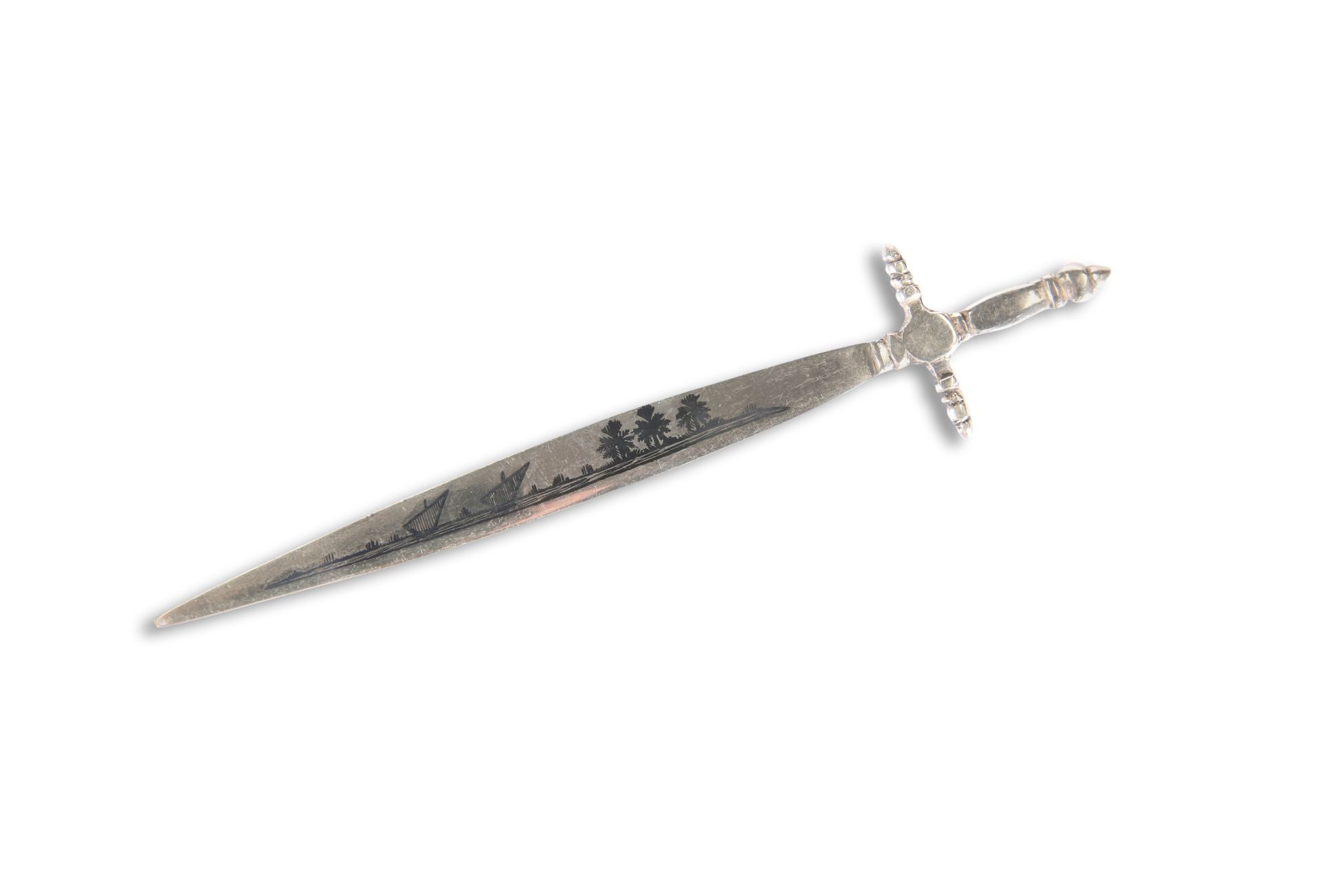 AN IRAQI SILVER AND NIELLO PAPER KNIFE