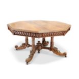 A LARGE 19TH CENTURY OAK CENTRE TABLE