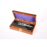 A 19TH CENTURY MAHOGANY CASED SET OF TECHNICAL DRAWING INSTRUMENTS
