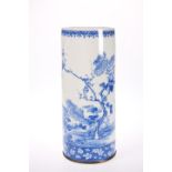 A CHINESE BLUE AND WHITE PORCELAIN CYLINDER VASE, 19TH CENTURY,