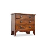 AN EARLY 19TH CENTURY MAHOGANY MINIATURE CHEST OF DRAWERS