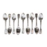 A SET OF NINE MALTESE SILVER TEA SPOONS, maker AVC, Fiddle pattern