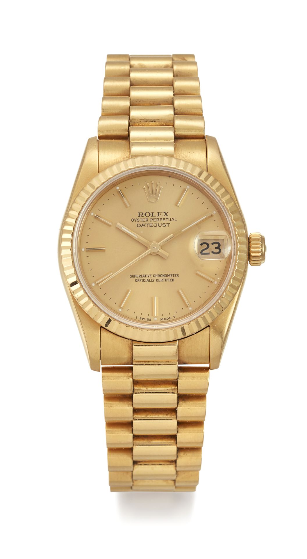 AN 18 CARAT GOLD ROLEX OYSTER PERPETUAL DATEJUST CENTRE SECONDS WRISTWATCH