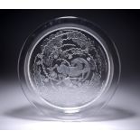 A LARGE LALIQUE CLEAR AND FROSTED GLASS CHARGER