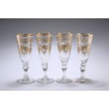 A SET OF FOUR BOHEMIAN GILDED WINE GLASSES, CIRCA 1785