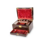 A VICTORIAN BRASS-INLAID ROSEWOOD VANITY CASE