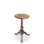 A 19TH CENTURY TRIPOD TABLE WITH CHESSBOARD TOP