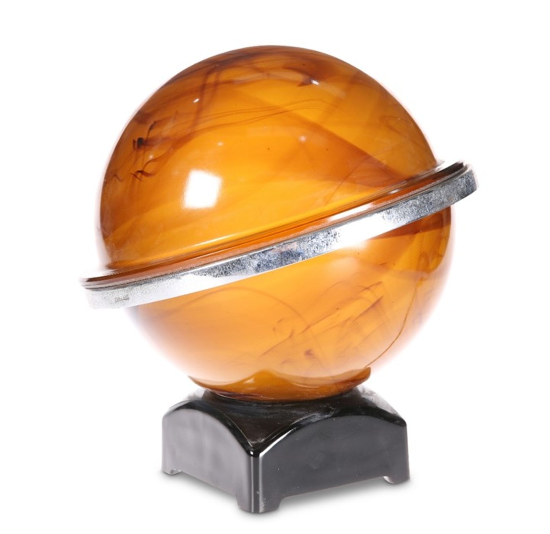 GEORGE DAVIDSON, A LARGE AMBER CLOUD GLASS "SATURN" LAMP, CIRCA 1939-57 - Bild 2 aus 2