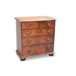 A VICTORIAN MAHOGANY MINIATURE CHEST OF DRAWERS