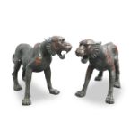 A LARGE PAIR OF BRONZES OF BENGAL TIGERS