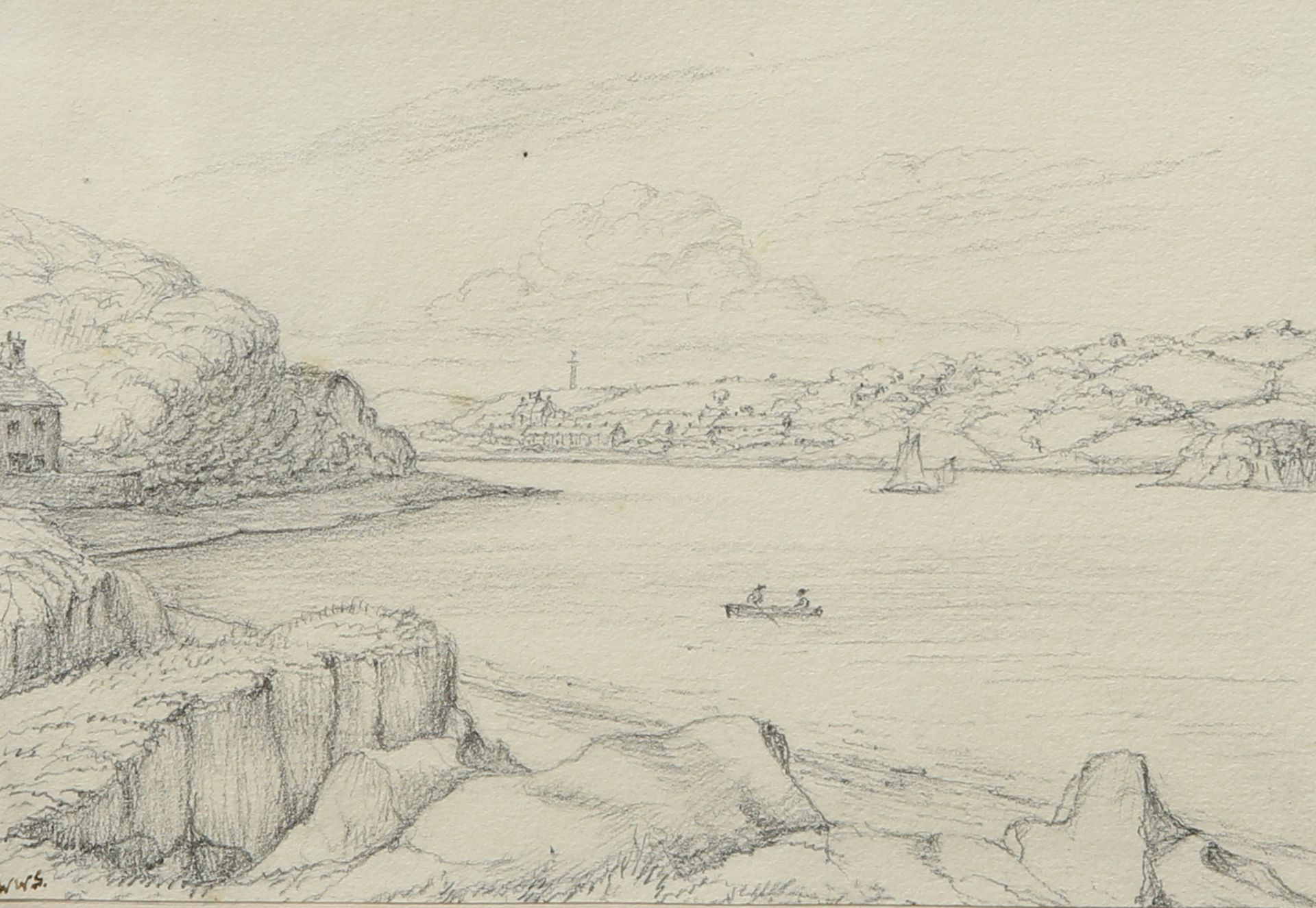 ENGLISH SCHOOL, VIEWS OF THE MENAI STRAIT, four pencil sketches - Bild 5 aus 8