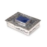 A LAPIS LAZULI AND SILVER BOX