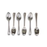 A SET OF SIX VICTORIAN SILVER TEA SPOONS, by George Adams
