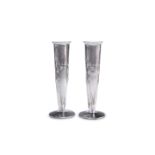 A PAIR OF LIBERTY & CO TUDRIC PEWTER SPILL VASES