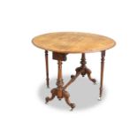 A VICTORIAN INLAID BURR WALNUT SUTHERLAND TABLE