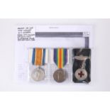 A WW1 MEDAL PAIR AND A SOUTH AFRICAN MINING RED CROSS MEDAL,