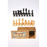 A VINTAGE FRENCH WOODEN "CHESSMEN" CHESS SET