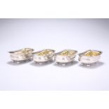 A SET OF FOUR GEORGE III SILVER SALTS, maker CG, London 1807