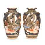 A LARGE PAIR OF JAPANESE SATSUMA VASES