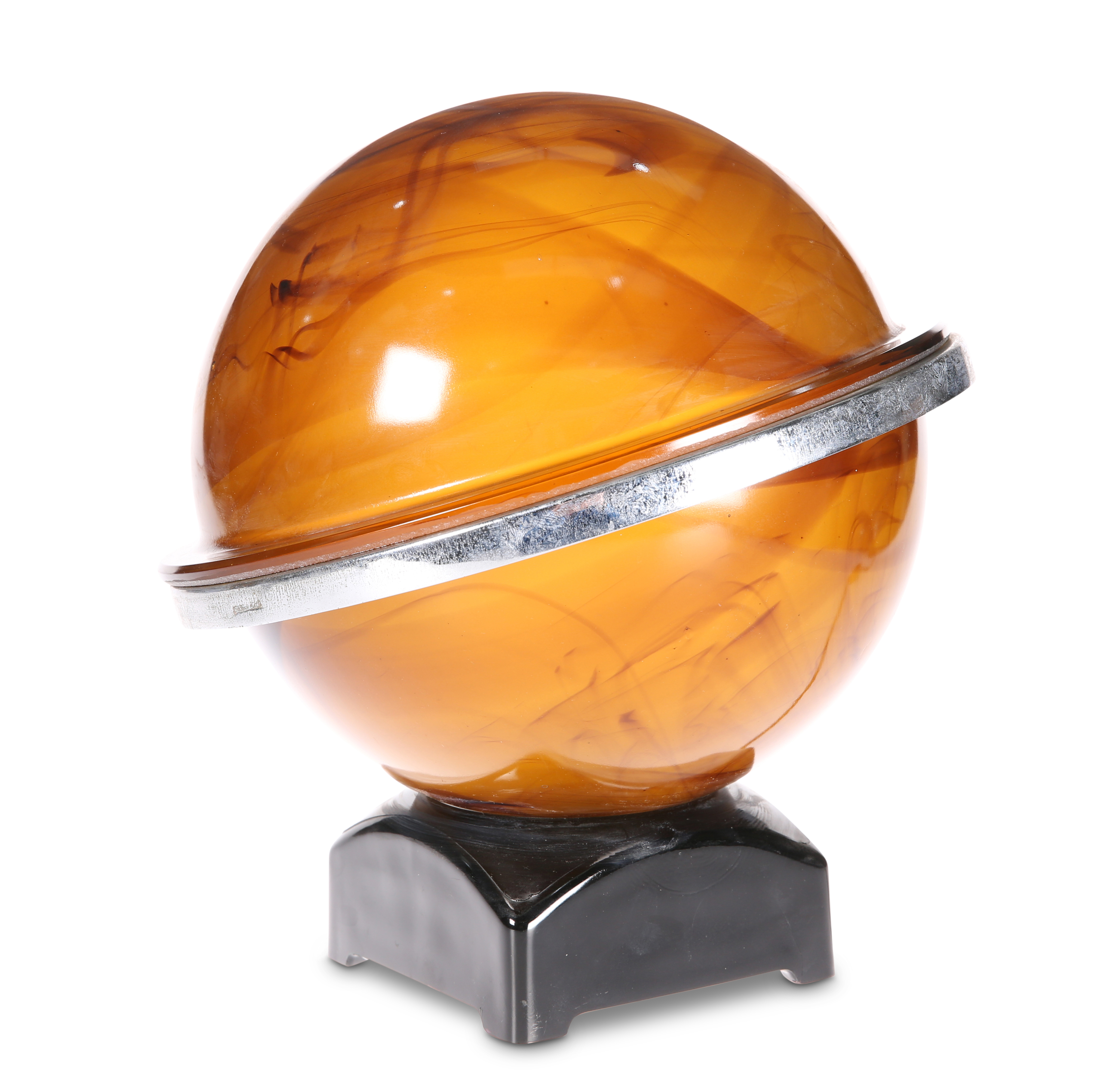 GEORGE DAVIDSON, A LARGE AMBER CLOUD GLASS "SATURN" LAMP, CIRCA 1939-57