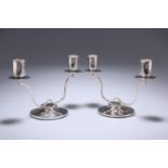 A PAIR OF GEORGE VI SILVER TWO-LIGHT CANDELABRA