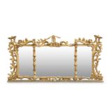 A 19TH CENTURY GILT-FRAMED OVERMANTEL MIRROR