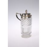 A GEORGE III SILVER-MOUNTED CUT-GLASS TALL MUSTARD POT