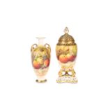 TWO ROYAL WORCESTER FRUIT PAINTED VASES, BY RICKETTS