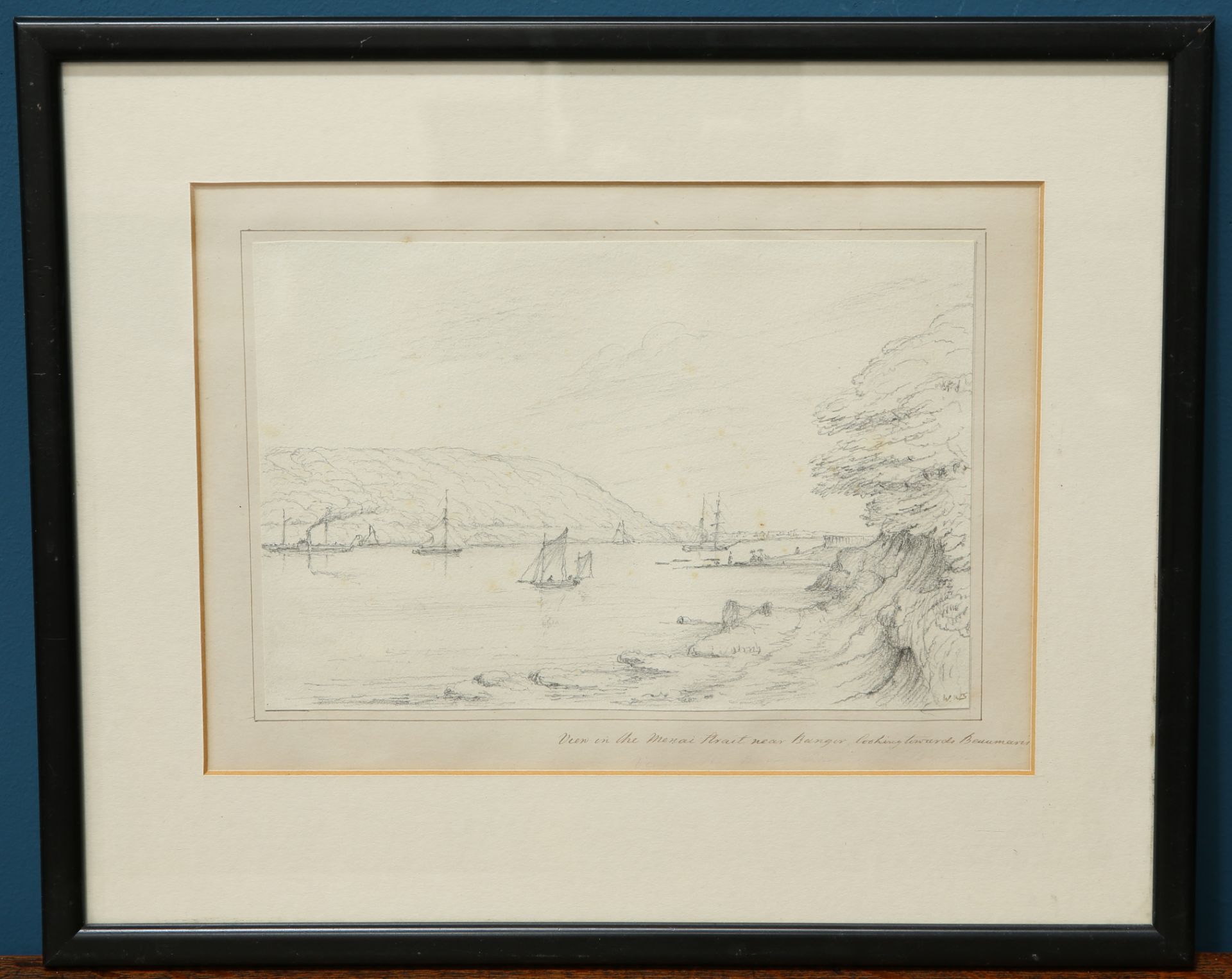 ENGLISH SCHOOL, VIEWS OF THE MENAI STRAIT, four pencil sketches - Bild 2 aus 8