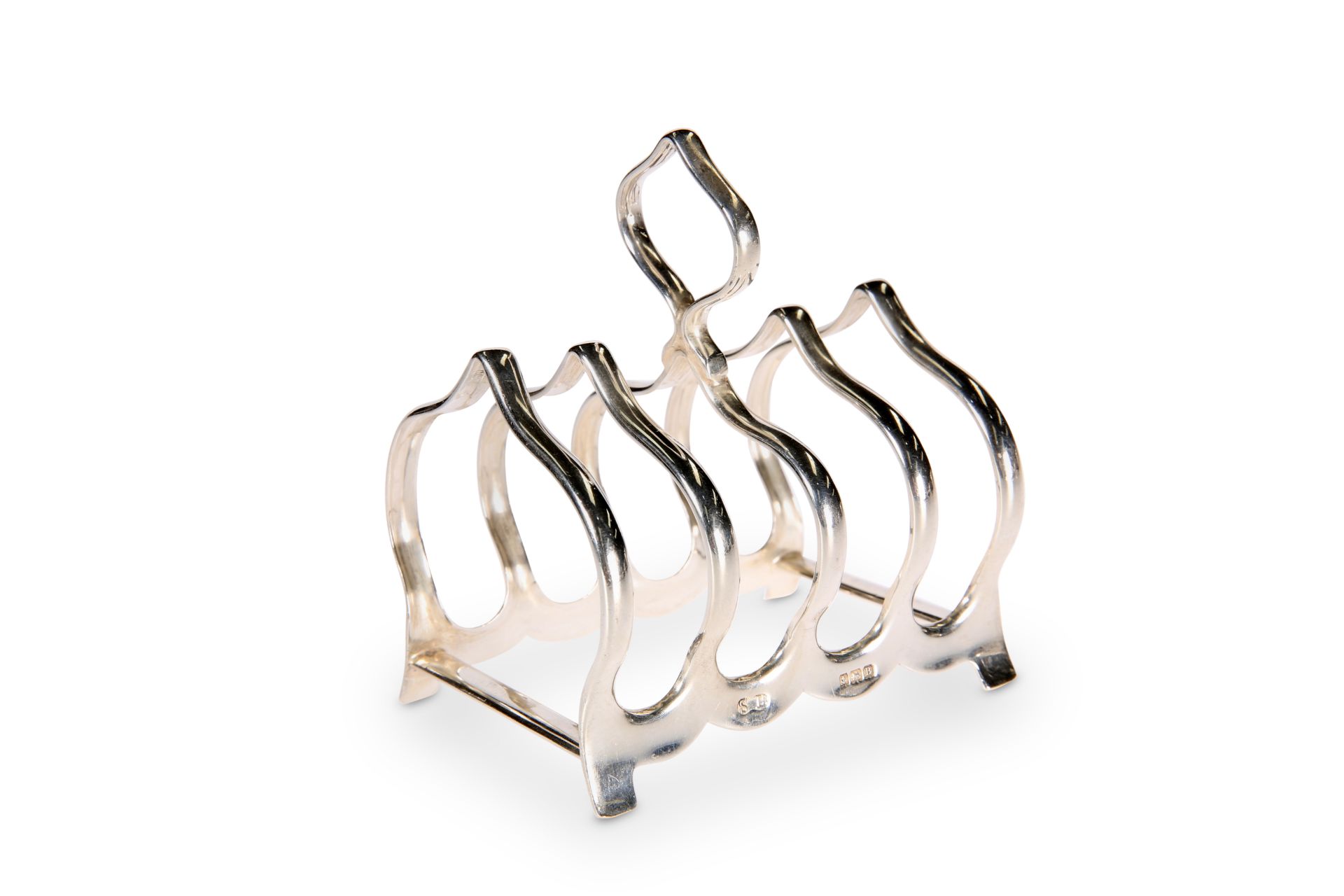 A GEORGE V SILVER TOAST RACK, by William Suckling Ltd, Birmingham 1926