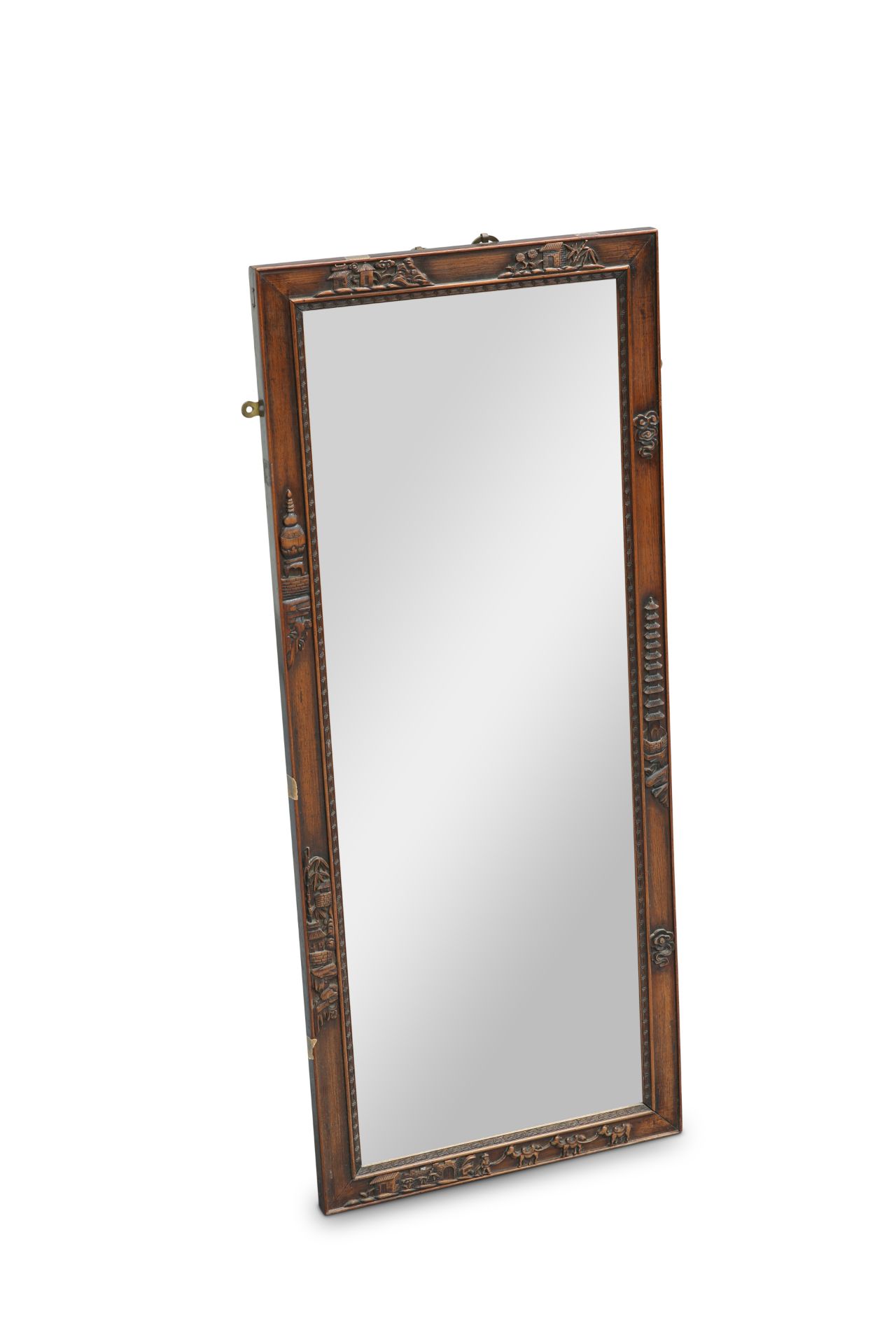 A CHINESE HARDWOOD MIRROR, EARLY 20TH CENTURY