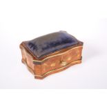 A 19TH CENTURY INLAID BURR WALNUT LADY'S PIN CUSHION